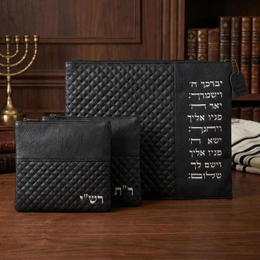 Leatherette Tallit - Tefillin Set 40*34 cm