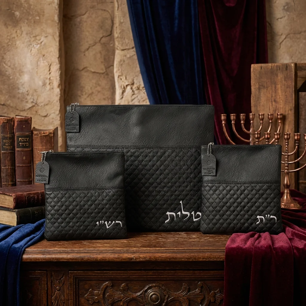 Leatherette Tallit - Tefillin Set 40*34 cm