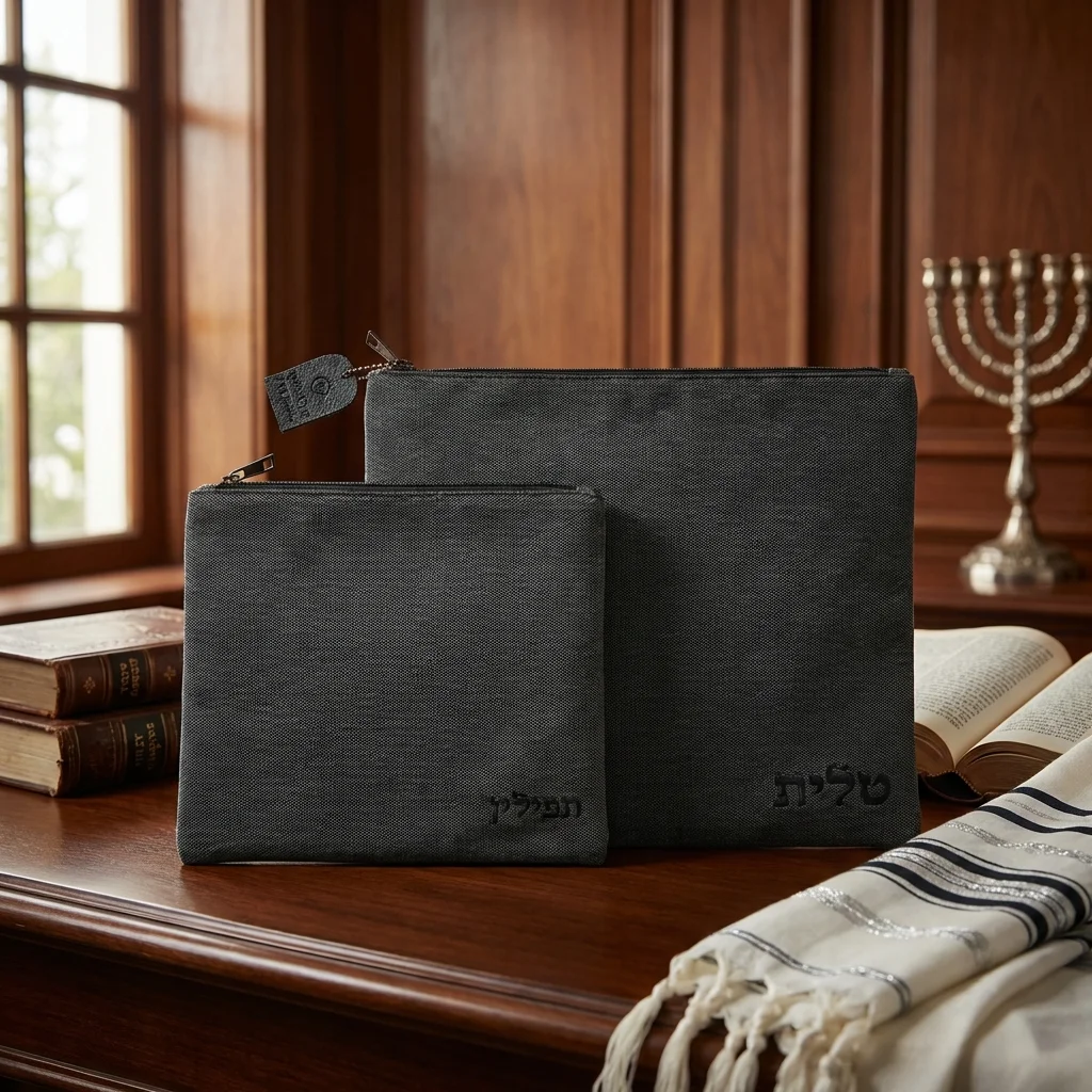 Leatherette Tallit - Tefillin Set 36*29 cm