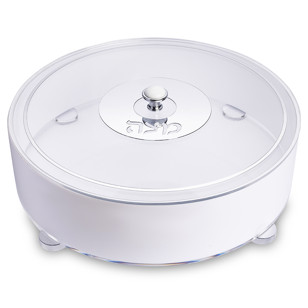 Round Lucite Matzah Box with Glitter 40 cm