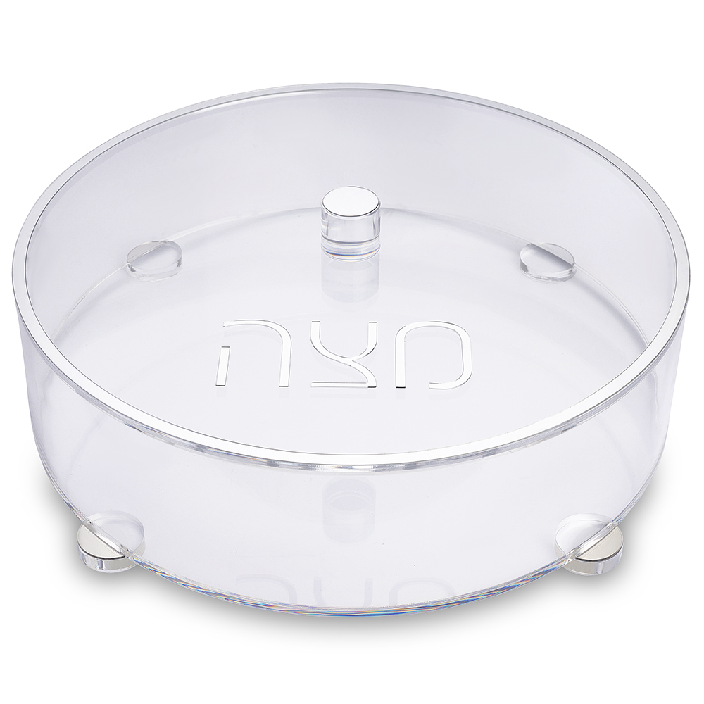 Round Lucite Matzah Box with Glitter 40 cm