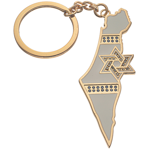 מחזיק מפתחות זהב בצורת מפת ישראל 5 ס״מ