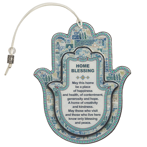 Hamsa with Epoxy 18.5 cm- Blue English Home Blessing