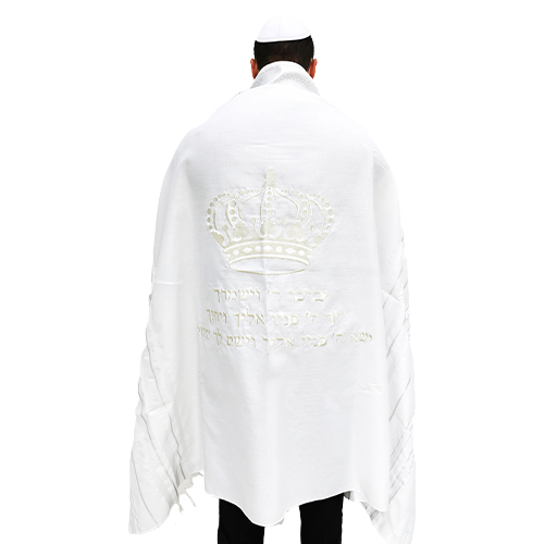 Talit Mofet Size 70 150*185 cm with Silver Stripes - with Embroidery