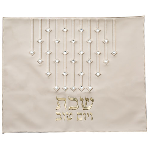 Leatherette Challah Cover 42*52 cm with Embroidery - White